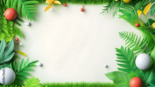 Wallpaper Mural Vibrant Golfing Festival Wallpaper with Green Foliage and Blank Central Space Torontodigital.ca