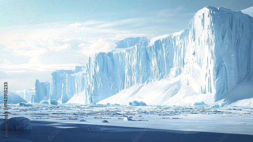 Majestic Ice Cliffs in a Frozen Polar Landscape Majestic Ice Cliffs in a Frozen Polar Landscape