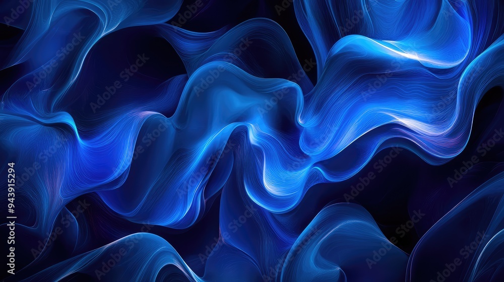 Obraz premium Elegant abstract design with rich night hues and vibrant blue highlights, creating a sleek visual effect.