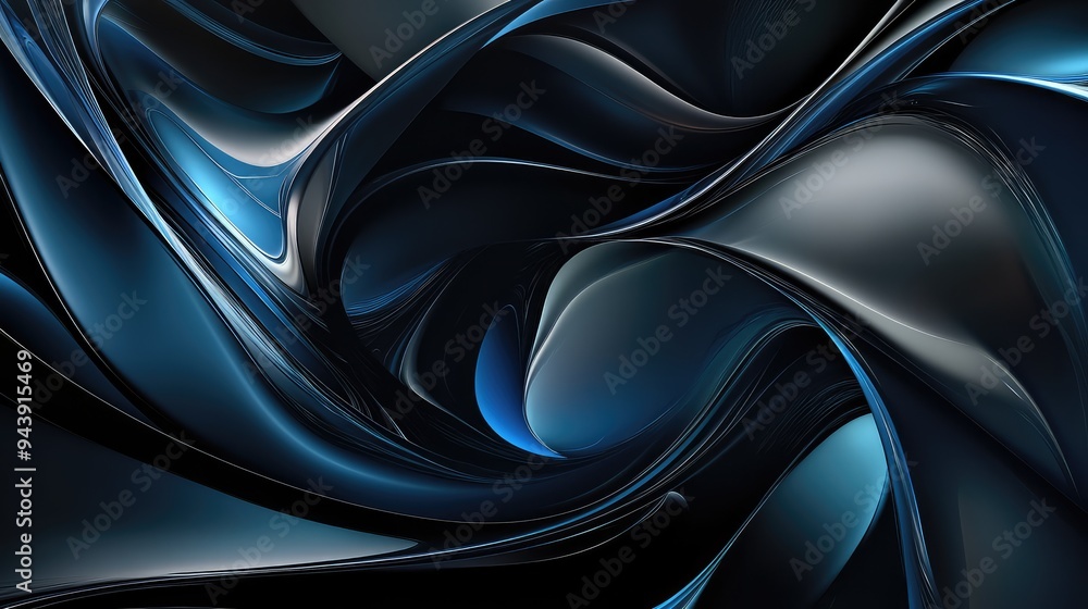 Fototapeta premium Elegant abstract design with dark night tones and bold blue accents, creating a sleek and modern look.