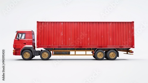 The red container truck