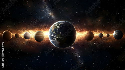 Planets in space, with Eart...