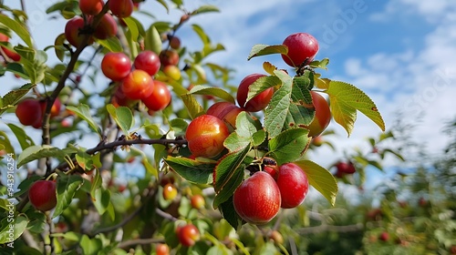 A larger view of a plum tree showing freshly ripe damson plum