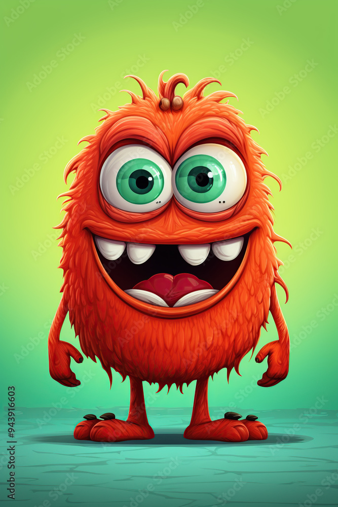 A cute, orange monster with big eyes and a toothy grin. A cute, orange monster with big eyes and a toothy grin.