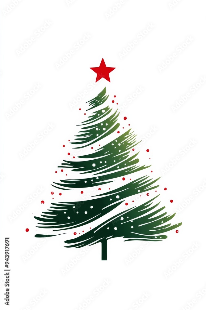Creative Doodle Logo Icon Featuring a Christmas Tree Decorated With Ornaments Creative Doodle Logo Icon Featuring a Christmas Tree Decorated With Ornaments