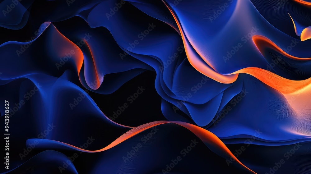 Fototapeta premium Abstract design with deep night shades and vibrant blue highlights, forming a modern visual composition.