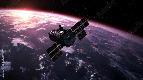 Satellite orbiting Earth wi...