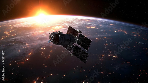 Satellite orbits Earth with...
