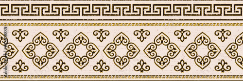 Ethnic background on the theme of Mongolian national ornament, seamless pattern, vector design