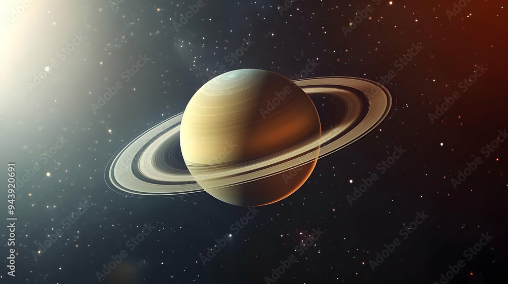 Saturn, a gas giant with prominent rings, in a starry sky. Saturn, a gas giant with prominent rings, in a starry sky.