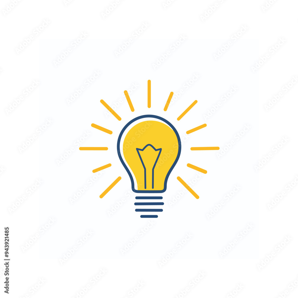 Bright light bulb icon with rays. A simple and modern illustration of a light bulb with rays emanating from it. It symbolizes inspiration, innovation, and new ideas. Bright light bulb icon with rays. A simple and modern illustration of a light bulb with rays emanating from it. It symbolizes inspiration, innovation, and new ideas.