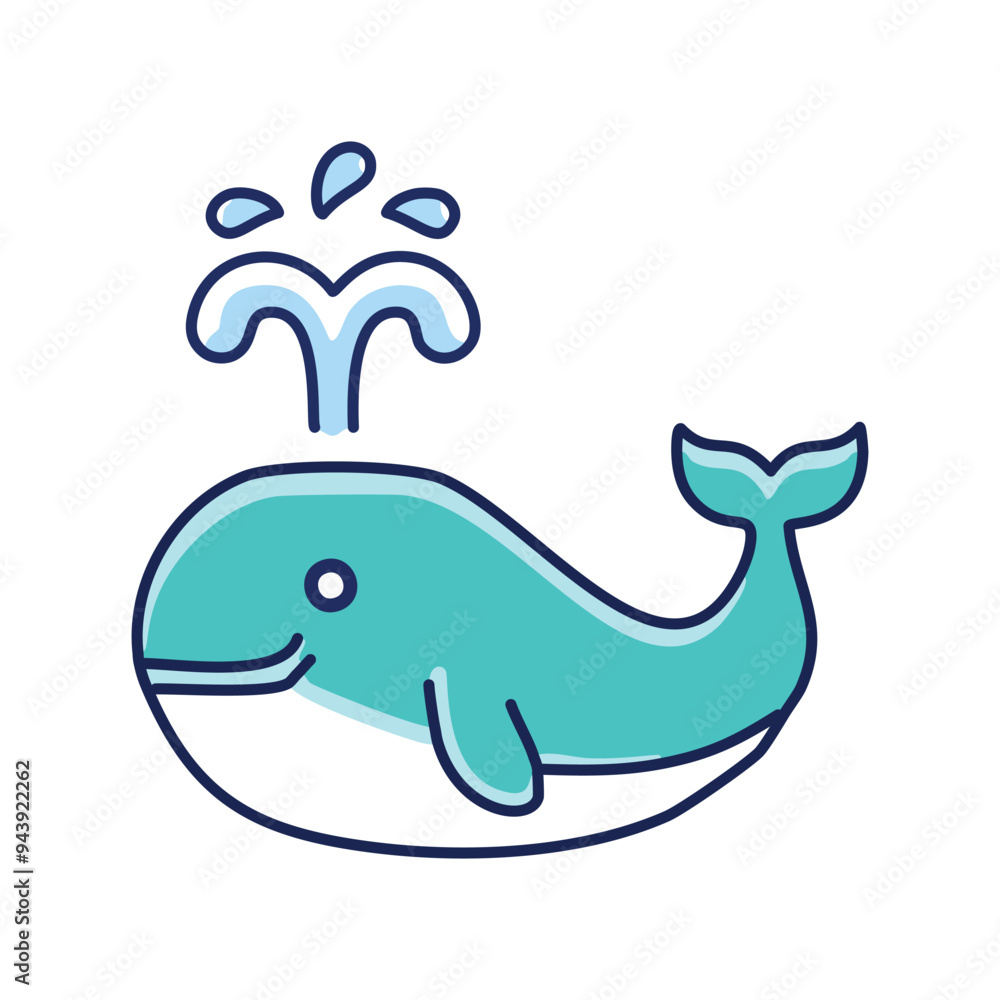Happy whale spouting water. A joyful cartoon whale with a big smile, spouting water from its blowhole. The image conveys happiness and fun, symbolizing the joy of being in the ocean. Happy whale spouting water. A joyful cartoon whale with a big smile, spouting water from its blowhole. The image conveys happiness and fun, symbolizing the joy of being in the ocean.