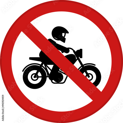 Red No Motorcycles Sign. Vector Icon. Prohibitory Road Sign