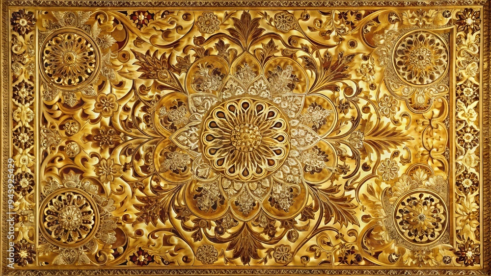Golden Tapestry of Enduring Passion: Warm golds; intricate patterns; luxurious and sophisticated mood. Golden Tapestry of Enduring Passion: Warm golds; intricate patterns; luxurious and sophisticated mood.