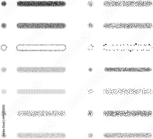 Hand drawn engraving effect stipple dot texture brush collection