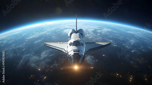 Space shuttle orbiting Eart...