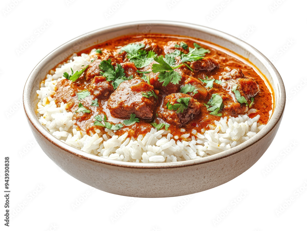 A delicious bowl of spicy curry served with fluffy white rice and garnished with fresh herbs, perfect for any meal. A delicious bowl of spicy curry served with fluffy white rice and garnished with fresh herbs, perfect for any meal.