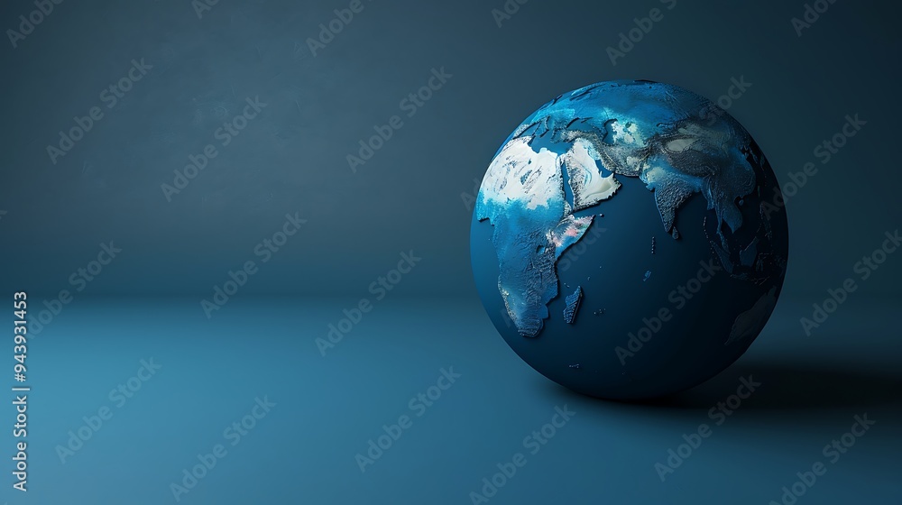 A matte finished blue globe against an ordinary background A matte finished blue globe against an ordinary background