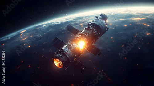 Spacecraft with burning eng...