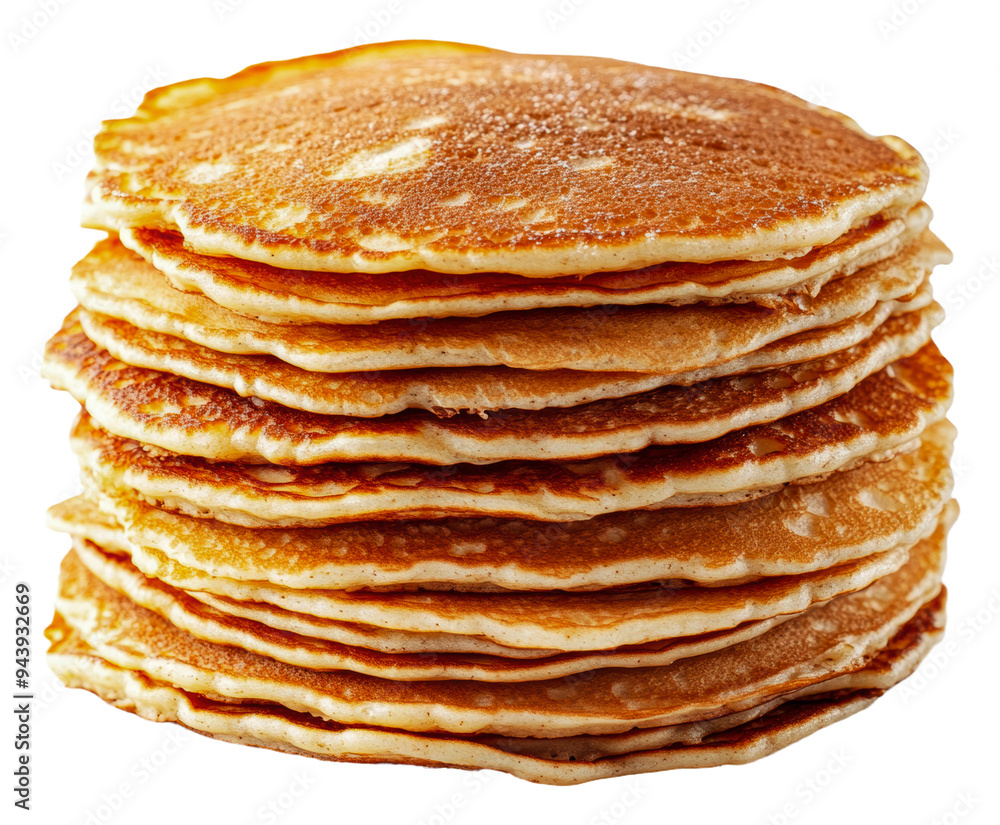 PNG Stack of golden pancakes served for breakfast PNG Stack of golden pancakes served for breakfast