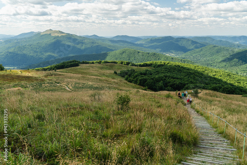 Obraz na płótnie Widok na Połoninę Caryńską i Połoninę Wetlińską z Szerokiego Wierchu. Bieszczady, Szeroki Wierch, Polska w salonie