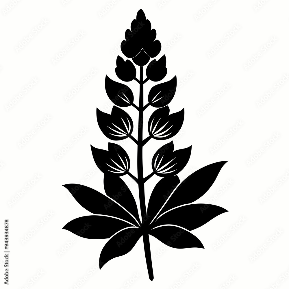 Lupine flower Black silhouette Lupine flower Black silhouette