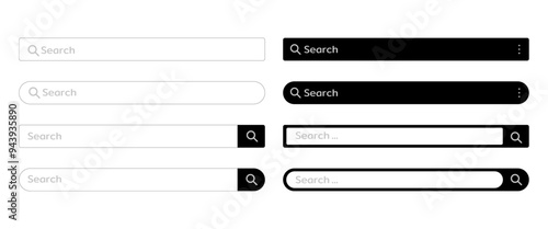 Searching Bar and Dicovery Tab vector Collectiondesign, Black Exploration Tab on website, Modern Internet Graphic element for Presentation, Mock up, and Templates, Vector stock (Editable) photo