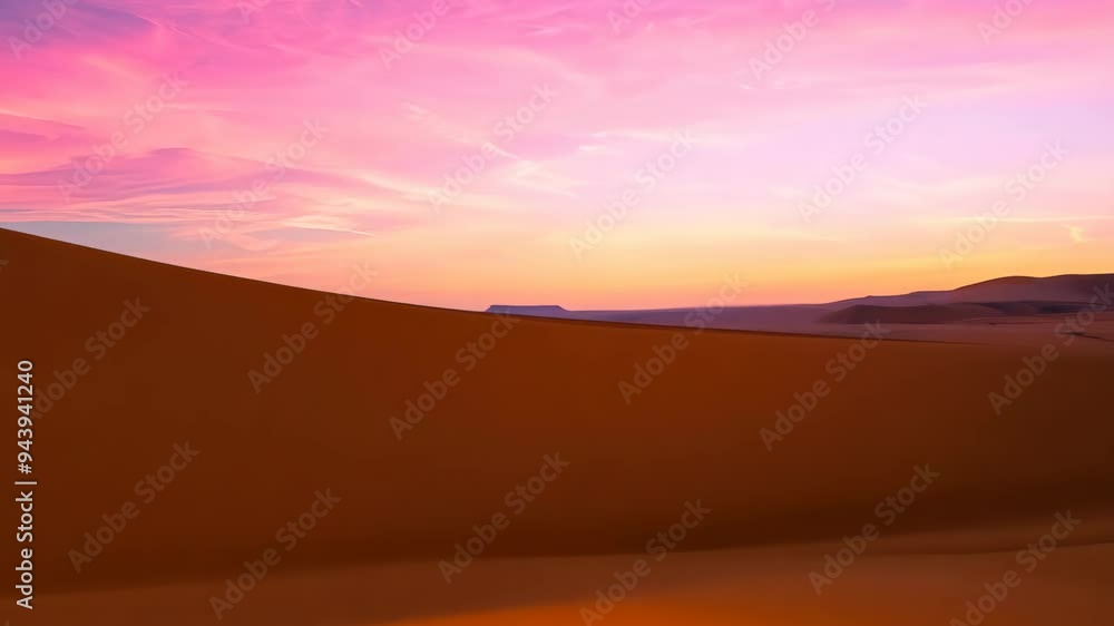 Stunning sunset over tranquil sand dunes in a vast desert landscape Stunning sunset over tranquil sand dunes in a vast desert landscape