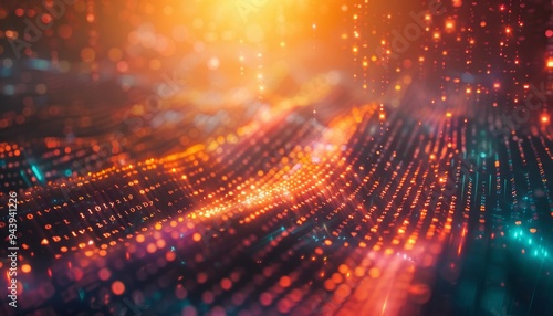 Wallpaper Mural Abstract Digital Code Flow with Bright Lights Torontodigital.ca