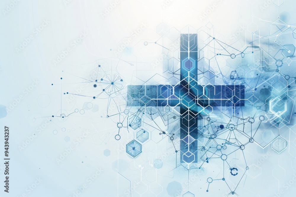 Obraz premium A blue and white cross is displayed on a white background