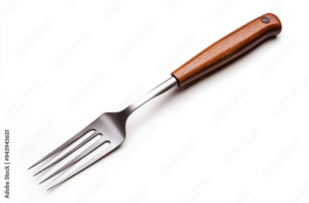Barbecue fork with wooden handle, isolated on a white background Barbecue fork with wooden handle, isolated on a white background