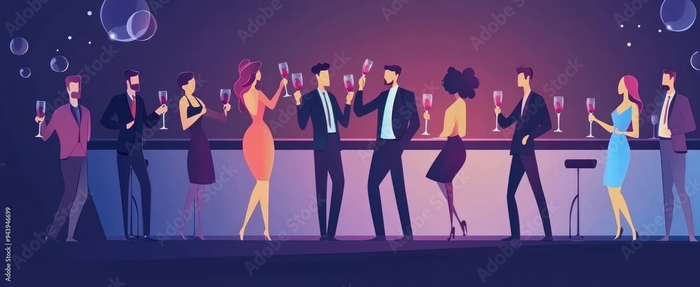 People Drink wine enjoy to night, Business People Party Celebration Success Concep People Drink wine enjoy to night, Business People Party Celebration Success Concep