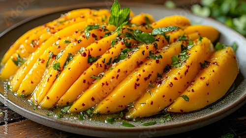 Delicious Mango Salad with Chili Flakes and Herbs