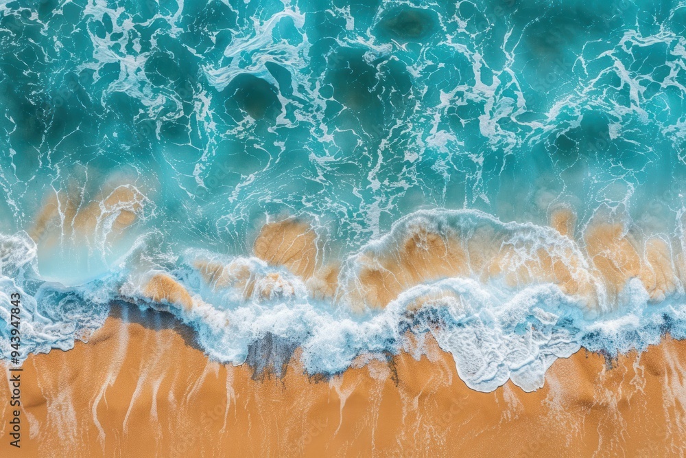 Naklejka premium The ocean is calm and peaceful, with gentle waves lapping at the shore