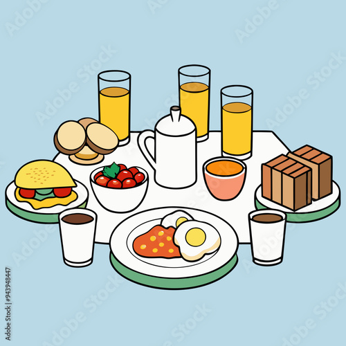 breakfast buffet full english and continental large selection of brunch and breakfast food on the table with egg bacon toast orange juice croissant coffee fruits and nuts