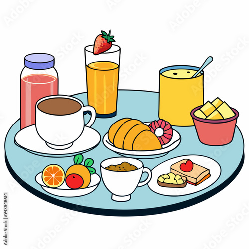 breakfast buffet full english and continental large selection of brunch and breakfast food on the table with egg bacon toast orange juice croissant coffee fruits and nuts