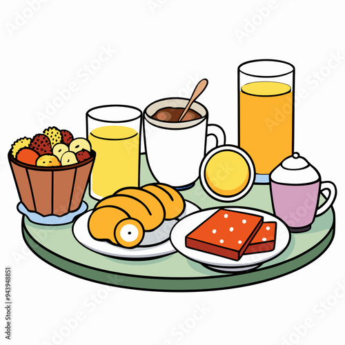 breakfast buffet full english and continental large selection of brunch and breakfast food on the table with egg bacon toast orange juice croissant coffee fruits and nuts