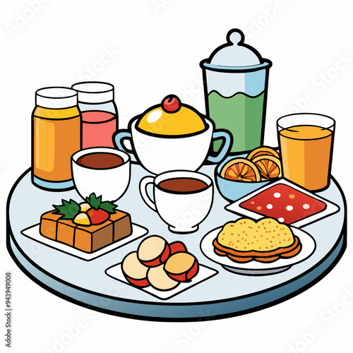 breakfast buffet full english and continental large selection of brunch and breakfast food on the table with egg bacon toast orange juice croissant coffee fruits and nuts
