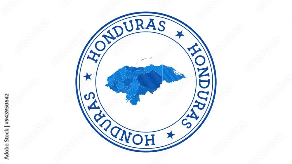 Honduras intro. Badge with the circular name and map of the country. Honduras round logo animation. Honduras intro. Badge with the circular name and map of the country. Honduras round logo animation.
