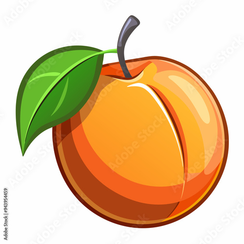 A Single Ripe Peach with a Green Leaf