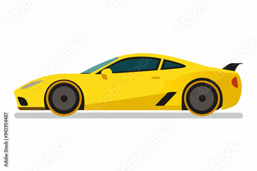 Sport Car No Background no shadow, yellow color WHIte background