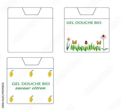 Un ensemble d'illustration de gel douche