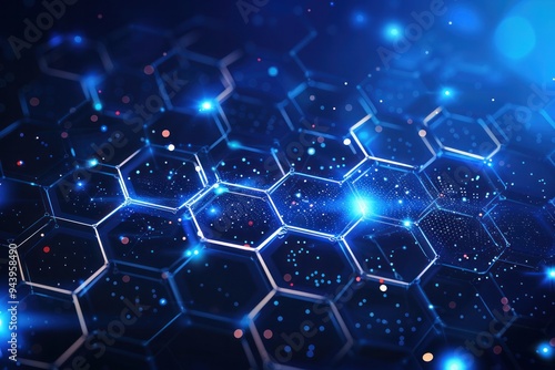 A blue background with a pattern of hexagons and dots