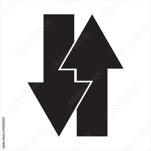
Up and down arrows icon in black color. A small two-way black direction symbol.  Isolated on a white background. vector illustration.
