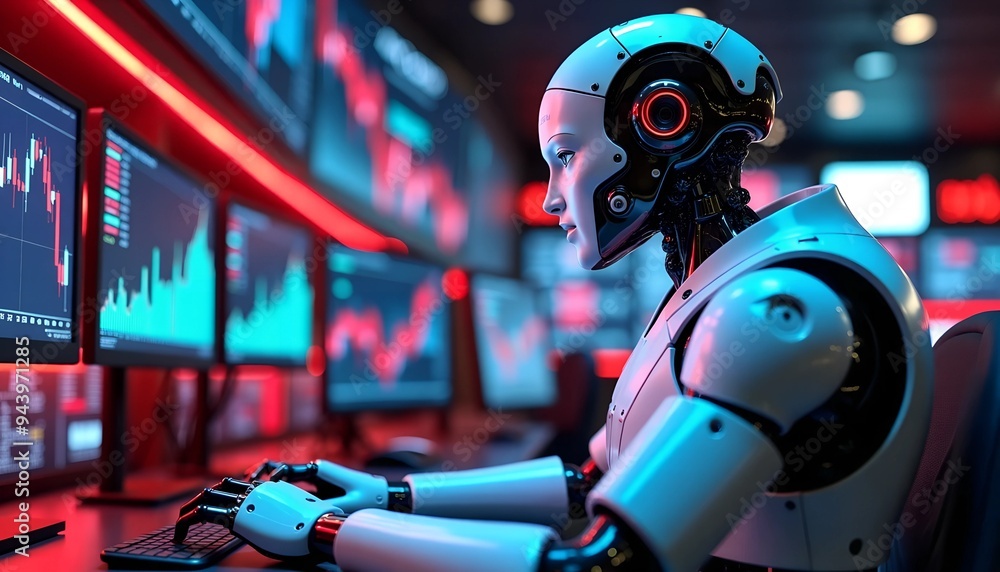 AI Trading Cryptocurrency - Graphic of Artificial Intelligence Analyzing Market Indicators AI Trading Cryptocurrency - Graphic of Artificial Intelligence Analyzing Market Indicators