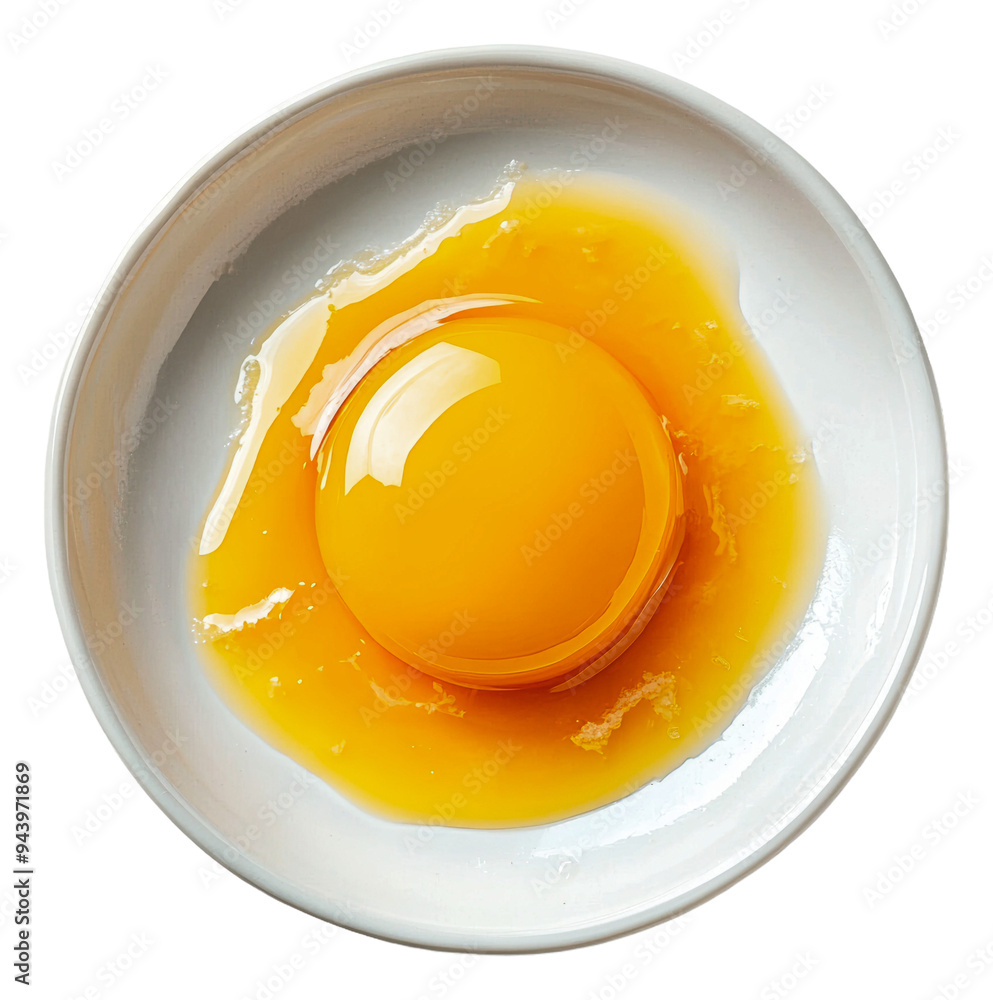 PNG Fresh egg yolk on white plate ready for cooking PNG Fresh egg yolk on white plate ready for cooking