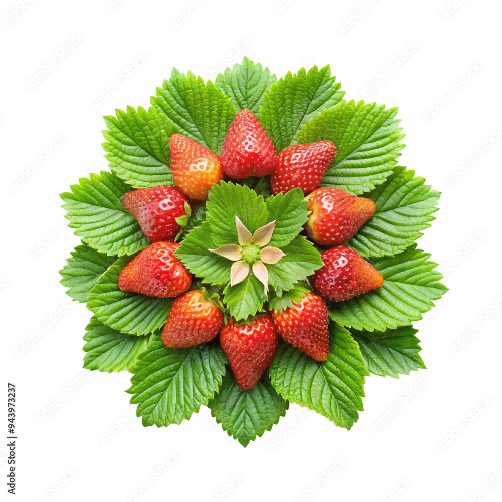 strawberries on a green leaves strawberries on a green leaves