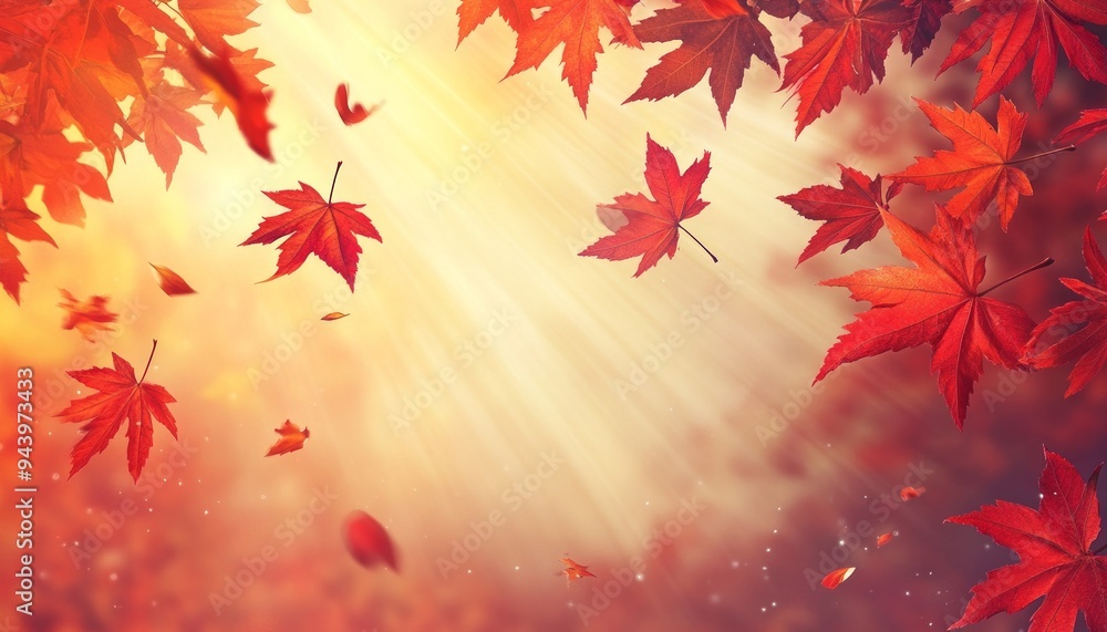 Sunlight Shining Through Red Maple Leaves in Autumn Sunlight Shining Through Red Maple Leaves in Autumn