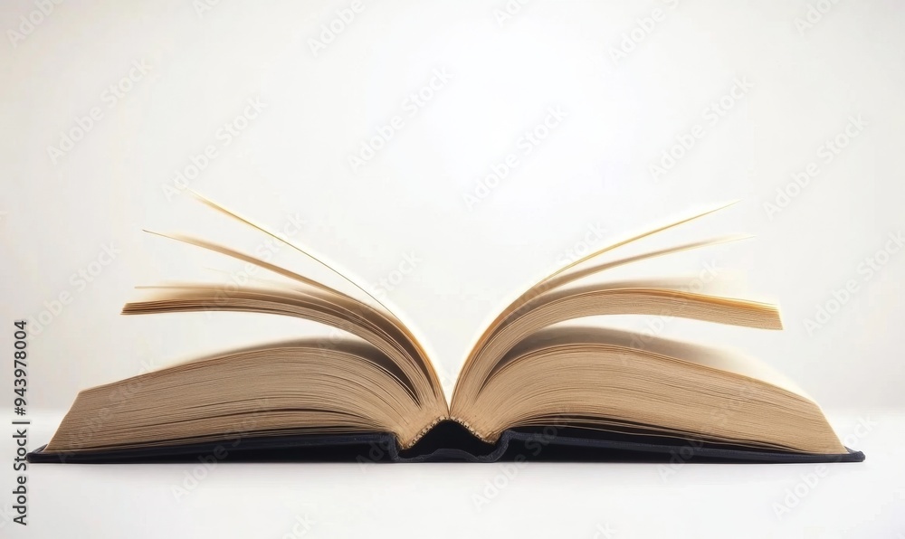 Ethereal Open Book on White: Minimalist Symbol of Knowledge for World Book Day. Abstract Artistic Representation with Blank Pages, Inviting Exploration and Learning. Elegant Design Template for Cultur Ethereal Open Book on White: Minimalist Symbol of Knowledge for World Book Day. Abstract Artistic Representation with Blank Pages, Inviting Exploration and Learning. Elegant Design Template for Cultur