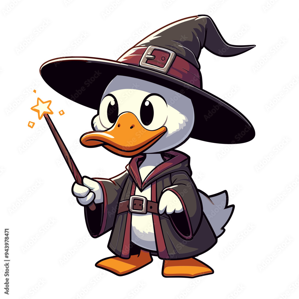 Obraz premium Duck wizard Cartoon Mascot. Illustration of duck cartoon